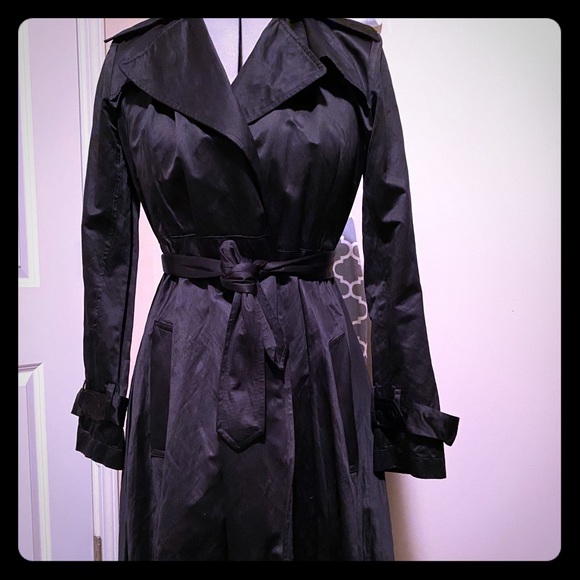 black satin trench